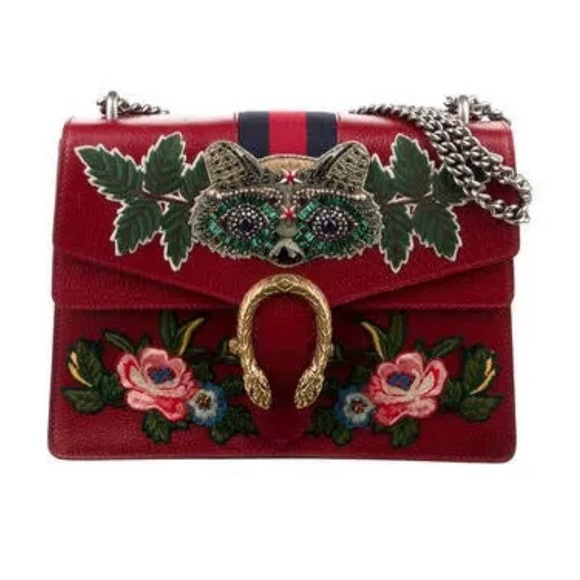 Gucci Red Embellished Raccoon Medium Dionysus Shoulder - Picture 2 of 15